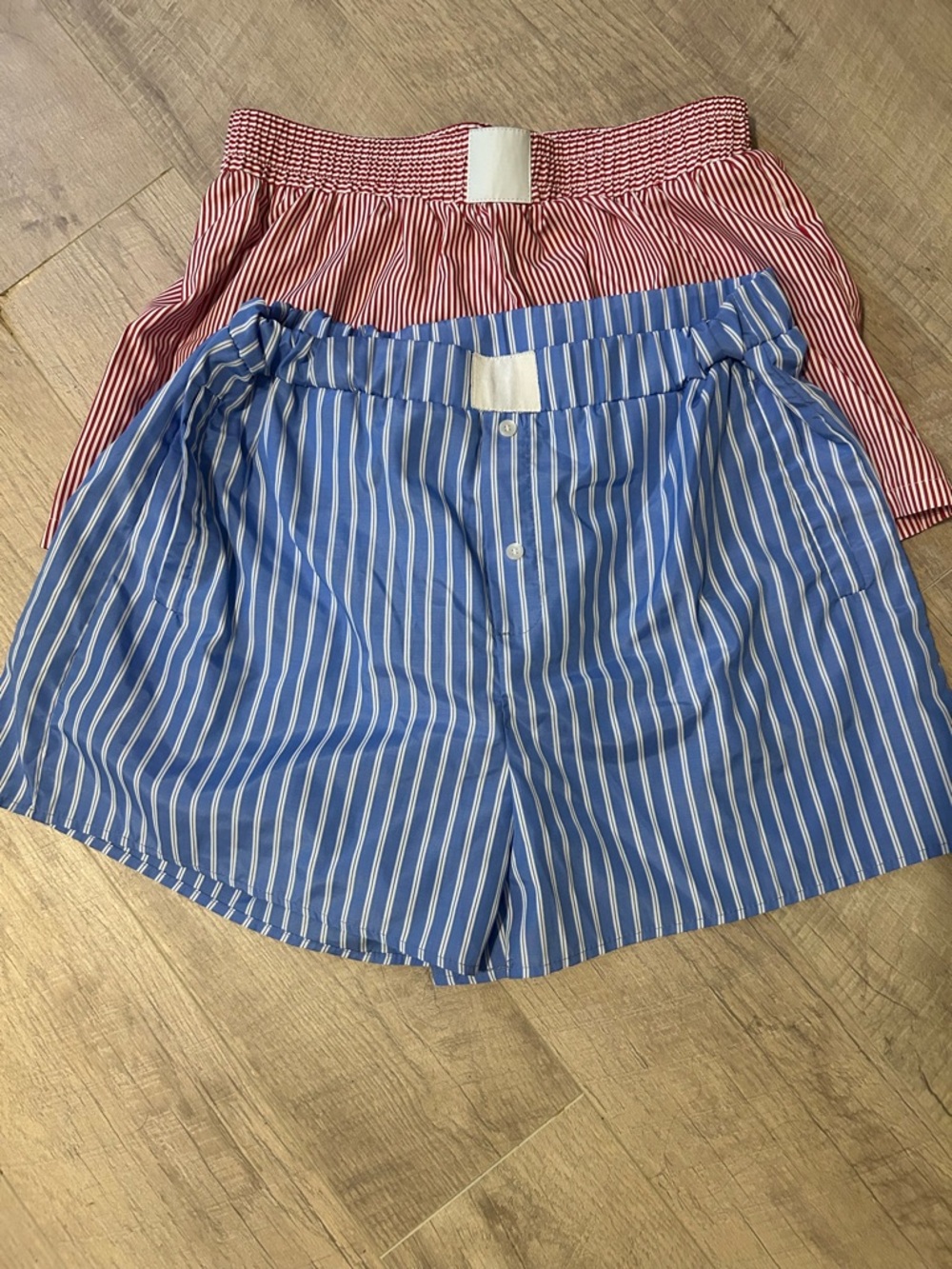 Women's Large Blue Striped Elastic-Waist  Boxer Shorts